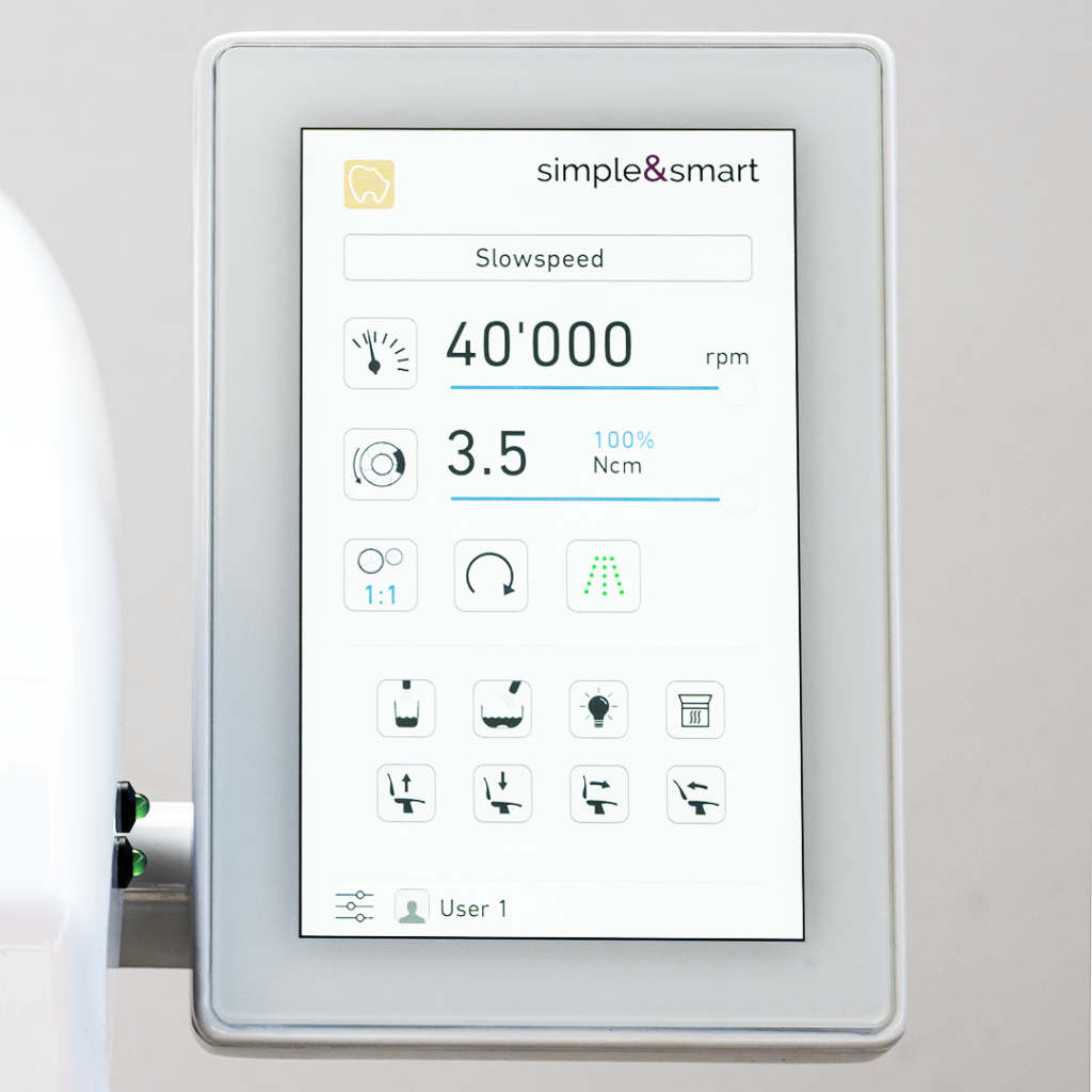 Micromotor control screen